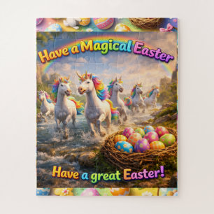 Magical unicorn Easter jigsaw puzzle rainbow fan t