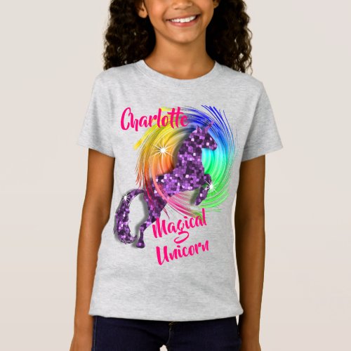 Magical Unicorn Editable Name Cute T_Shirt