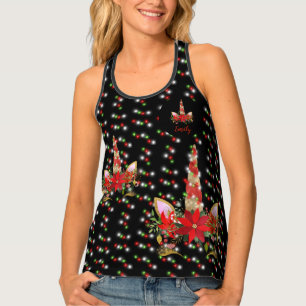 Magical Unicorn Face Clothing Black Red Gold Named Tank Top