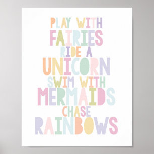 MAGICAL UNICORN, FAIRIES, MERMAIDS, RAINBOWS PRINT
