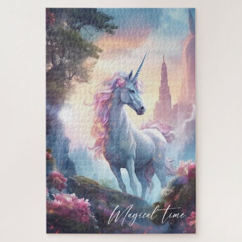 Magical unicorn fairy tale castle birthday gift  jigsaw puzzle