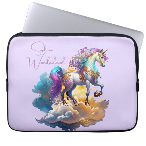 Magical Unicorn Fantasy clouds beautiful Birthday Laptop Sleeve