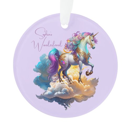 Magical Unicorn Fantasy clouds beautiful Birthday Ornament