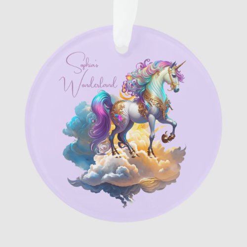 Magical Unicorn Fantasy clouds beautiful Birthday Ornament