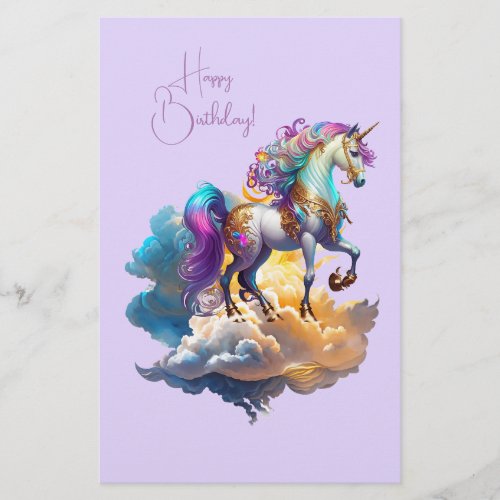 Magical Unicorn Fantasy clouds Birthday romance Stationery