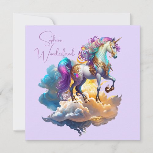Magical Unicorn Fantasy clouds  card Birthday