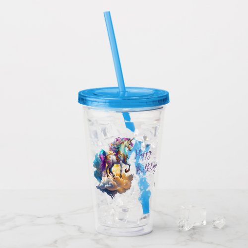 Magical Unicorn Fantasy clouds romance birthday Acrylic Tumbler