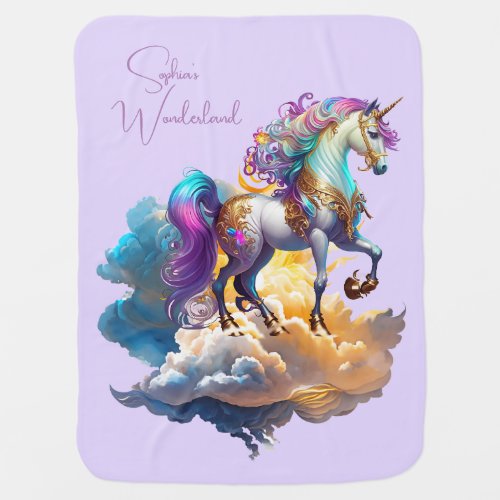 Magical Unicorn Fantasy clouds romance birthday  Baby Blanket