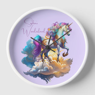 Magical Unicorn Fantasy clouds romance birthday Clock