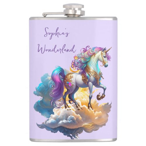 Magical Unicorn Fantasy clouds romance birthday Flask