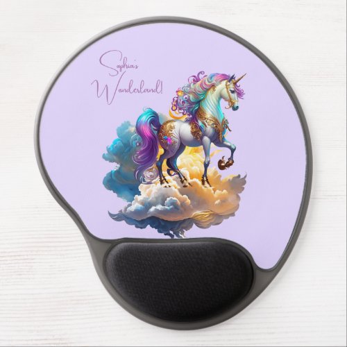 Magical Unicorn Fantasy clouds romance birthday Gel Mouse Pad