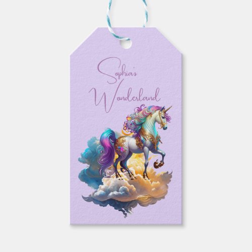 Magical Unicorn Fantasy clouds romance birthday  Gift Tags