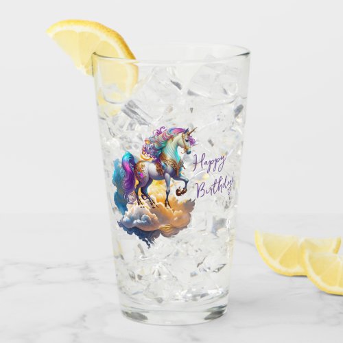 Magical Unicorn Fantasy clouds romance birthday Glass