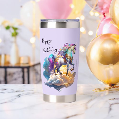 Magical Unicorn Fantasy clouds romance birthday Insulated Tumbler