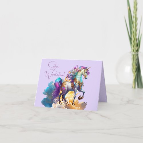 Magical Unicorn Fantasy clouds romance birthday  Note Card