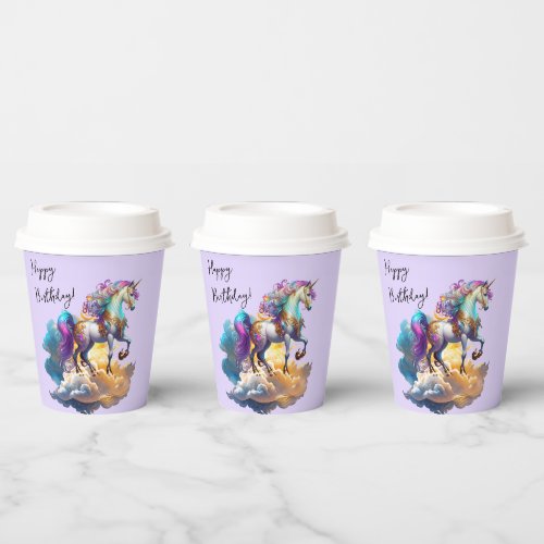 Magical Unicorn Fantasy clouds romance birthday  Paper Cups