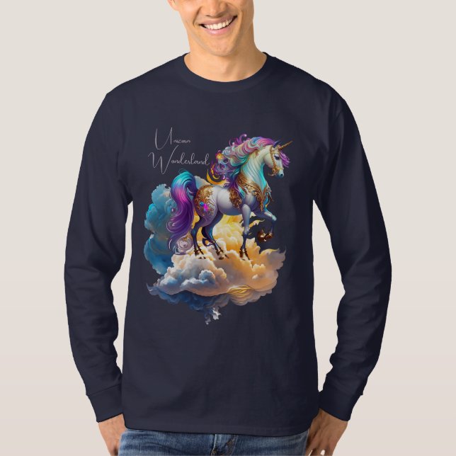 Magical Unicorn Fantasy clouds romance birthday  T-Shirt (Front)