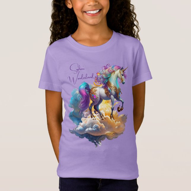 Magical Unicorn Fantasy clouds romance birthday  T-Shirt (Front)