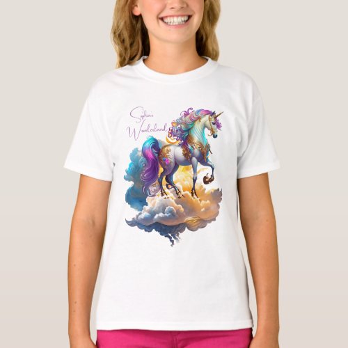 Magical Unicorn Fantasy clouds romance birthday  T_Shirt