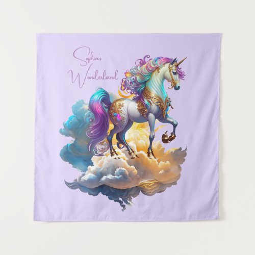 Magical Unicorn Fantasy clouds romance birthday  Tapestry