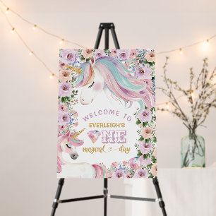 Magical Unicorn Flower 1st birthday  Welcome Foam Board