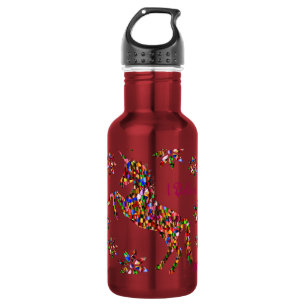 Magical Unicorn Flower Believe Glitter Personalize Stainless Steel Water Bottle