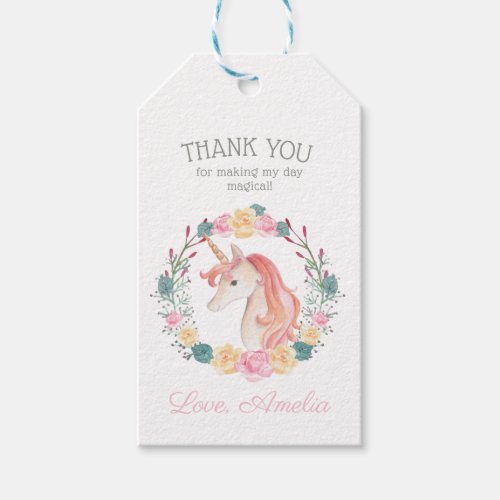 Magical Unicorn Flower Birthday party Favor Gift Tags