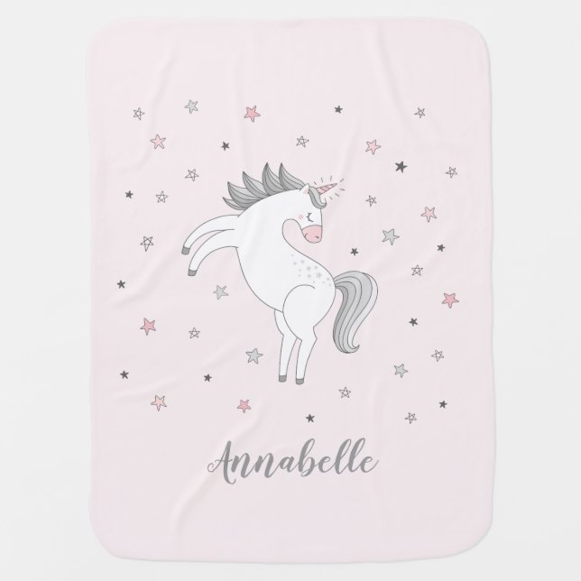 Magical Unicorn Girl Baby Blanket (Front)