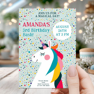 Magical Unicorn Girl Birthday Party Invitation