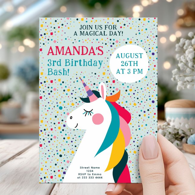 Magical Unicorn Girl Birthday Party Invitation (Creator Uploaded)