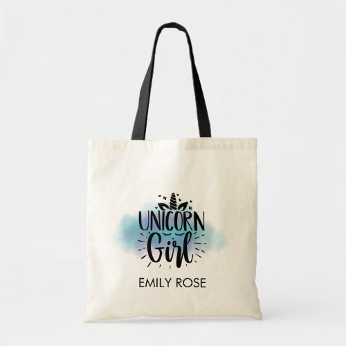 Magical Unicorn Girl  Blue Cloud Personalized  Tot Tote Bag