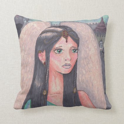Magical Unicorn Girl Menagery Spell Dream Angel Throw Pillow
