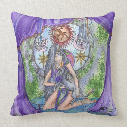 Magical Unicorn Girl Menagery Spell Dream Angel Throw Pillow