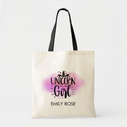 Magical Unicorn Girl Pink Personalized Tote Bag