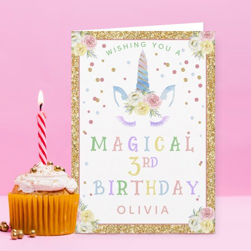 Magical Unicorn Girls Any Age Birthday Card