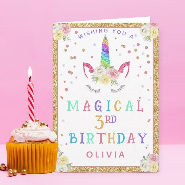 Magical Unicorn Girls Any Age Birthday Card (Creator Uploaded)
