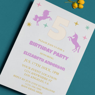 Magical Unicorn Girls Birthday Foil Invitation