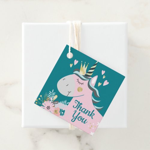 Magical Unicorn Girls Birthday Party Thank You Favor Tags