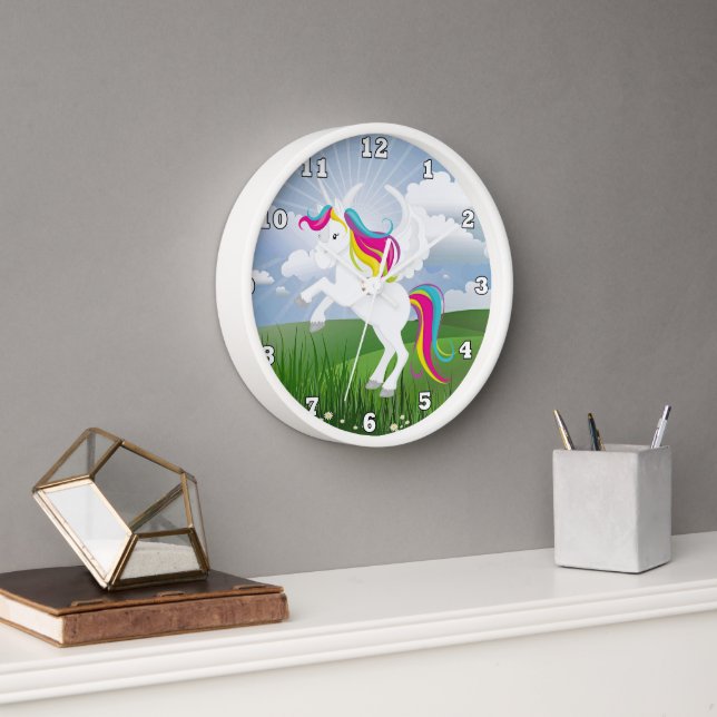 Magical Unicorn  girls room wall clock (Office)