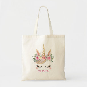Magical Unicorn Glitter and Gold Personalized Tote Bag