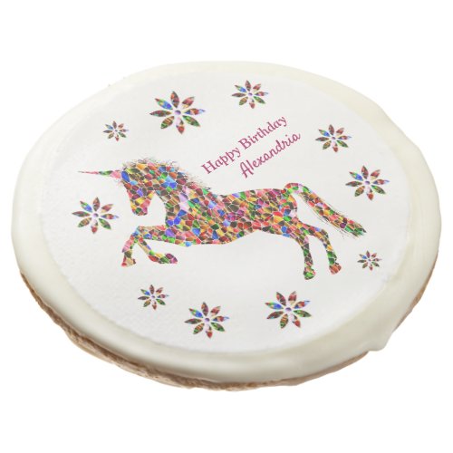Magical Unicorn Glitter Birthday Personalize Sugar Cookie