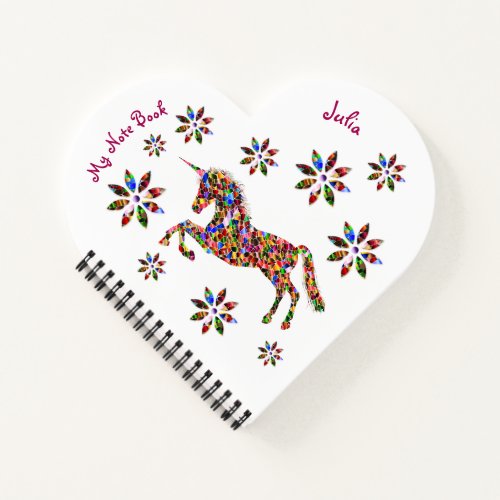 Magical Unicorn Glitter Girly Believe Personalize  Notebook