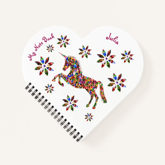 Magical Unicorn Glitter Girly Believe Personalize  Notebook (Front)
