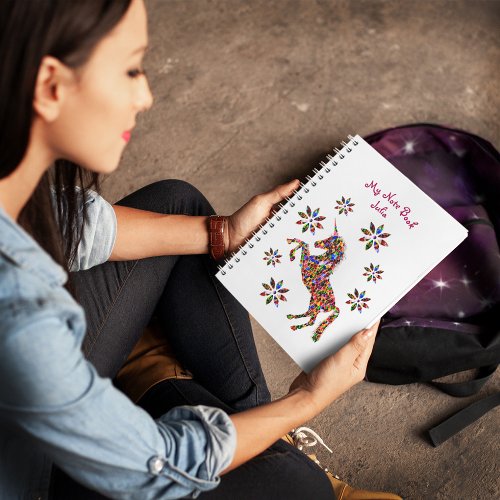 Magical Unicorn Glitter Shiny Girly Personalize Notebook