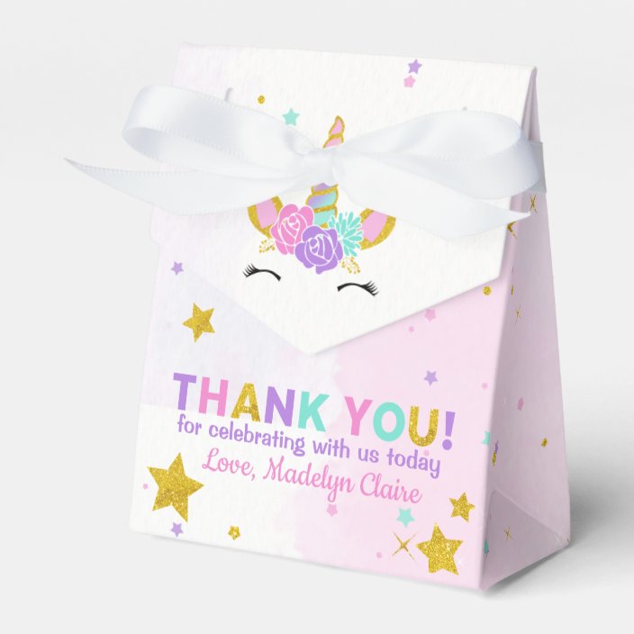 Magical Unicorn Glitter Stars Birthday Favor Box Zazzle Com