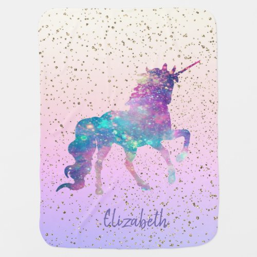 Magical Unicorn Gold Confetti Baby Blanket