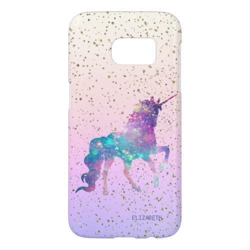 Magical Unicorn Gold Confetti Samsung Galaxy S7 Case