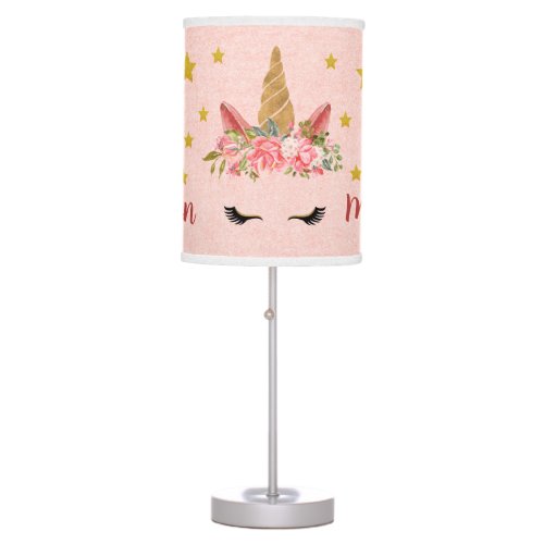 Magical Unicorn Gold Glitter Personalized Table Lamp