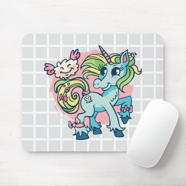 Magical Unicorn Grid Mouse Pad (With Mouse)