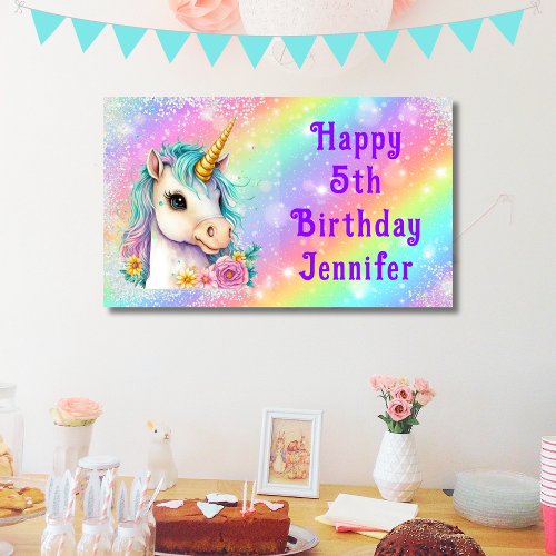 Magical Unicorn Happy Birthday Sparkles Banner